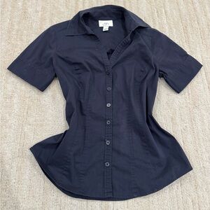 LOFT Dark Navy Button-Down Shirt